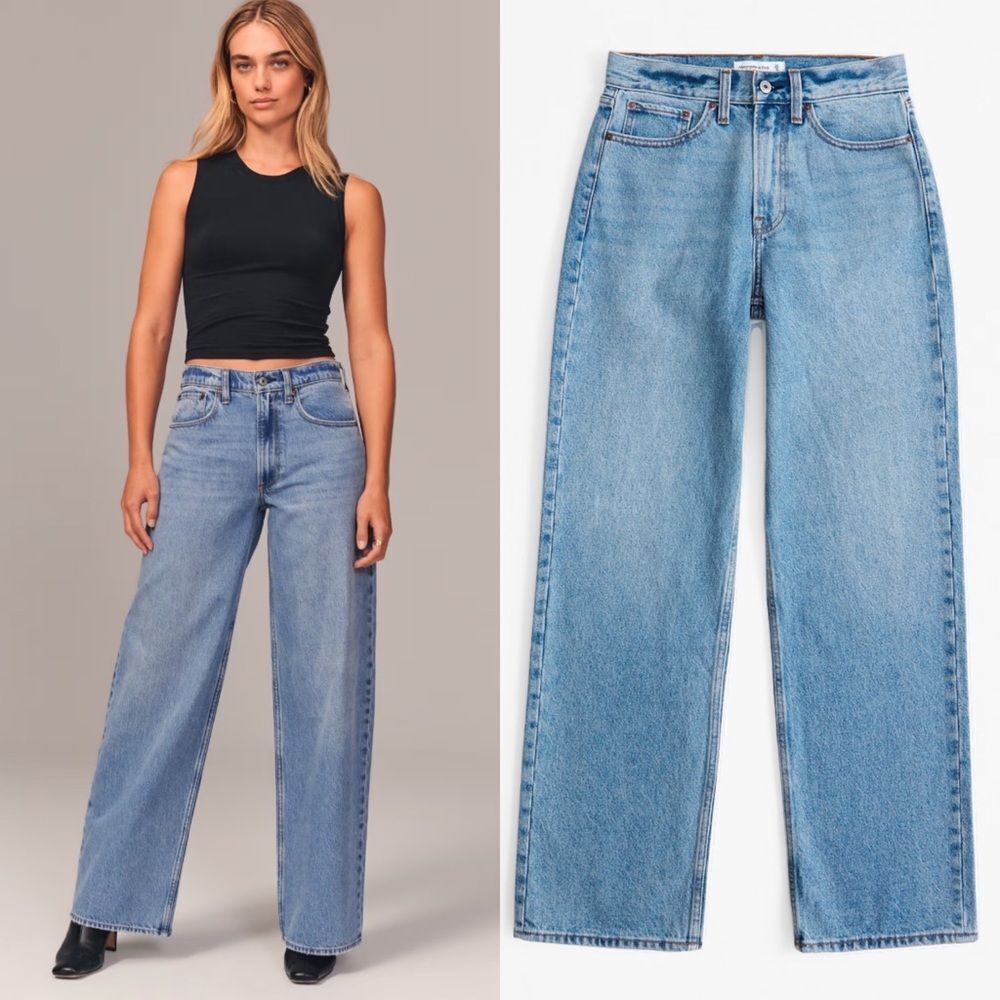 Abercrombie & Fitch The Wide Leg Mid Rise size 32